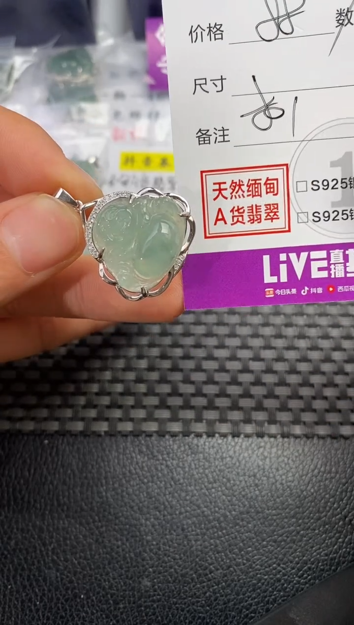 颈饰银S925镶嵌翡翠李*氏挂件
