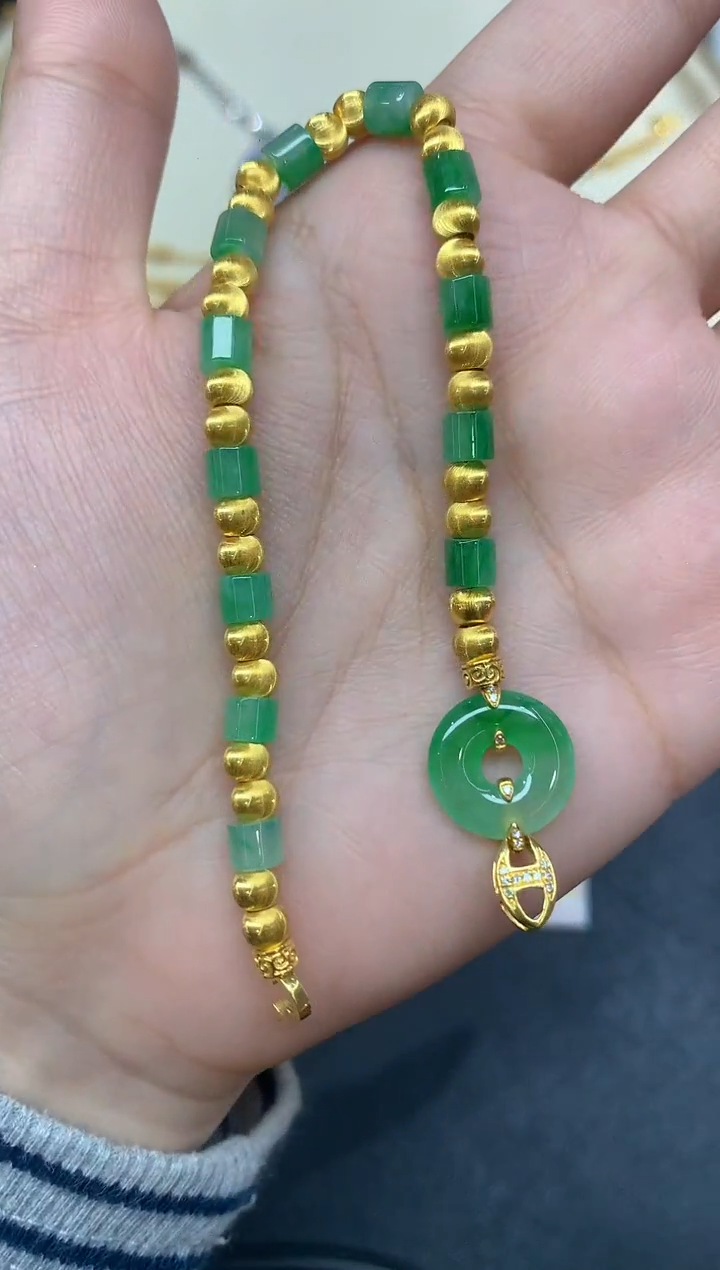 足金镶嵌手链翡翠A189|19800