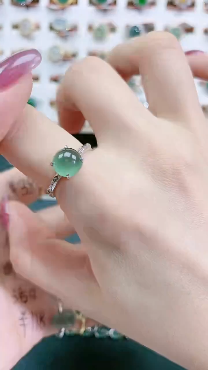 银S925镶嵌戒指翡翠天然翡翠