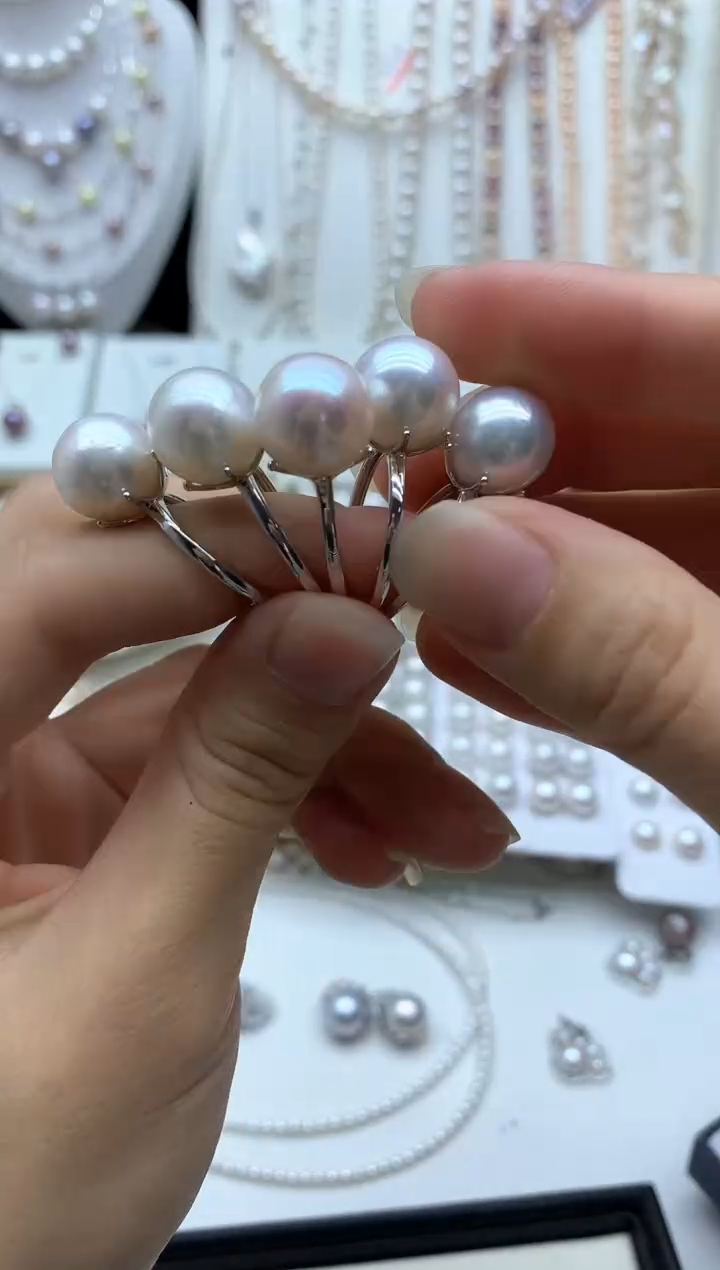 戒指银S925镶嵌淡水珍珠多样性发其一