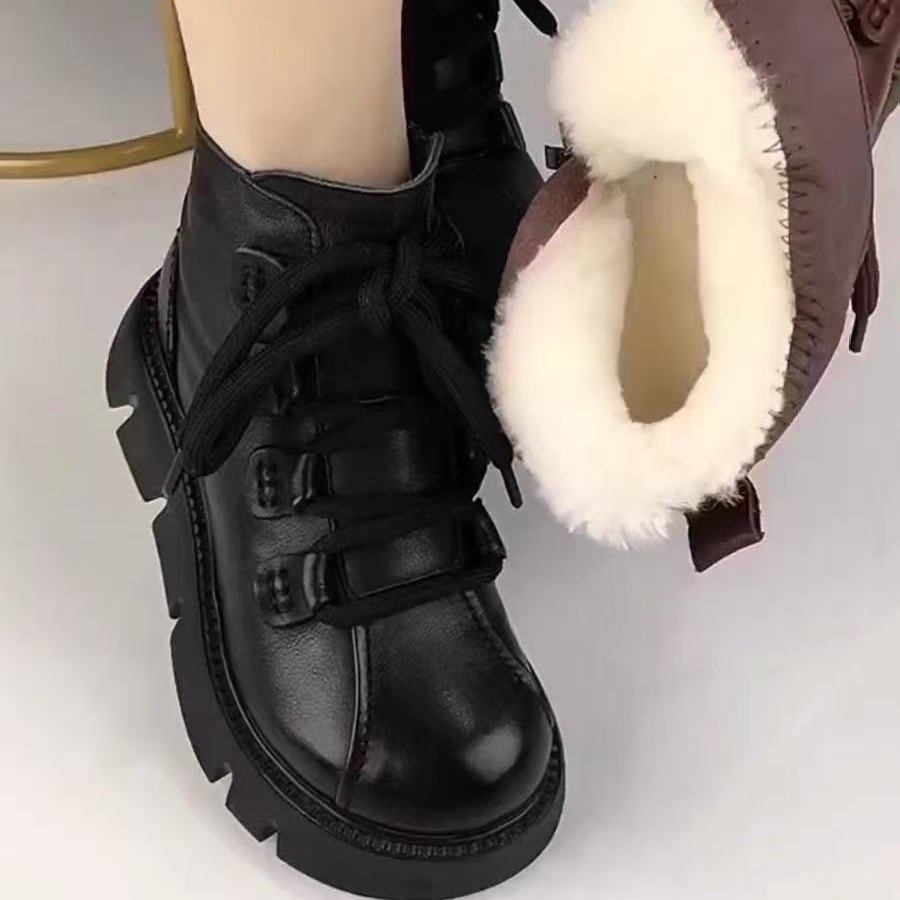  【品牌撤柜】2025新款厚底雪地靴皮毛一体冬季加绒加厚妈妈棉鞋