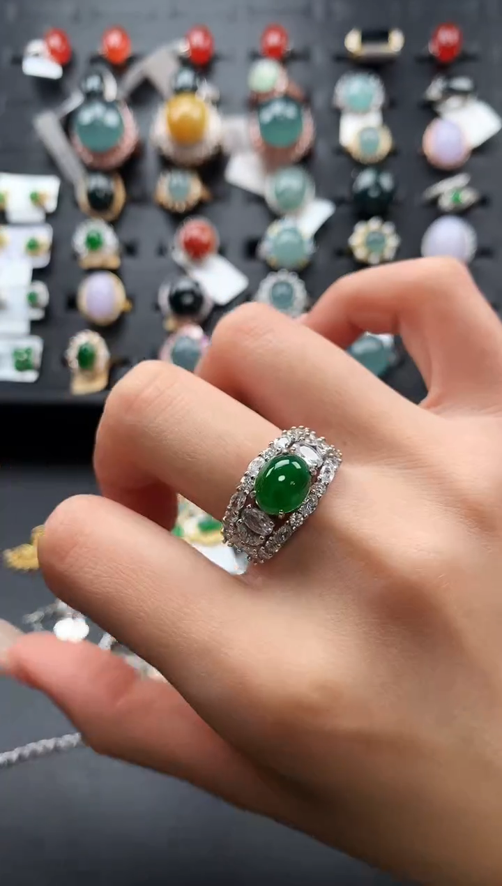 【闪购商品】翡翠戒指银S925镶嵌43646465