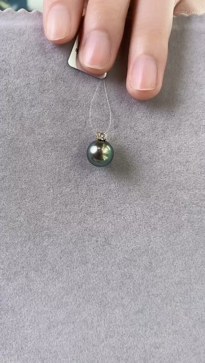 【闪购商品】海水珍珠吊坠(不含链)18K金镶嵌10-11大溪地黑珍珠吊坠