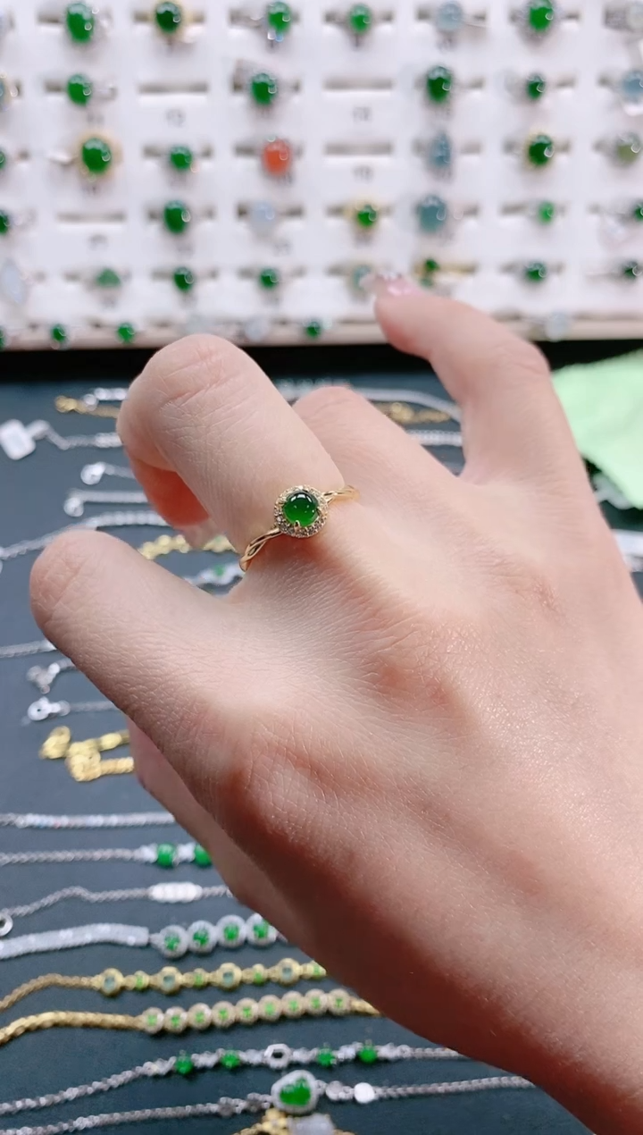 【闪购商品】翡翠戒指银S925镶嵌天然翡翠