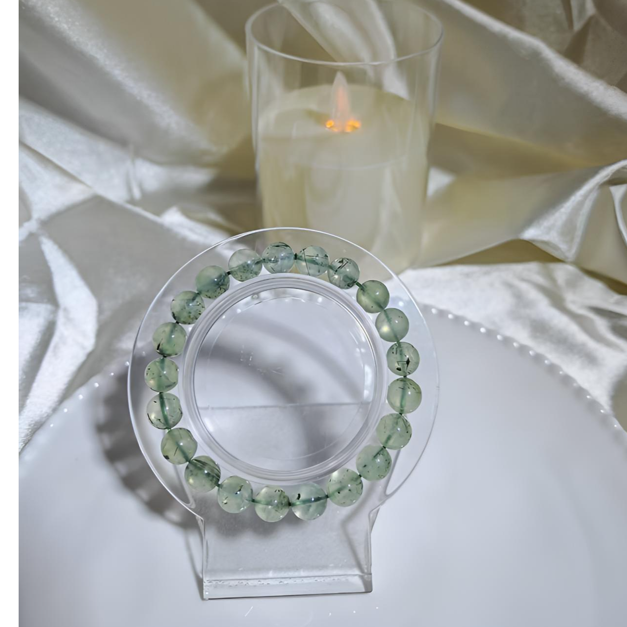 沐屿原创葡萄石黑发晶水晶手链9.5m