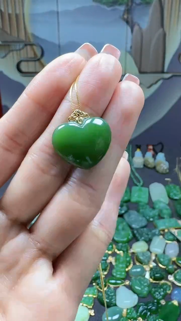 【闪购商品】和田玉吊坠(不含链)18K金镶嵌1