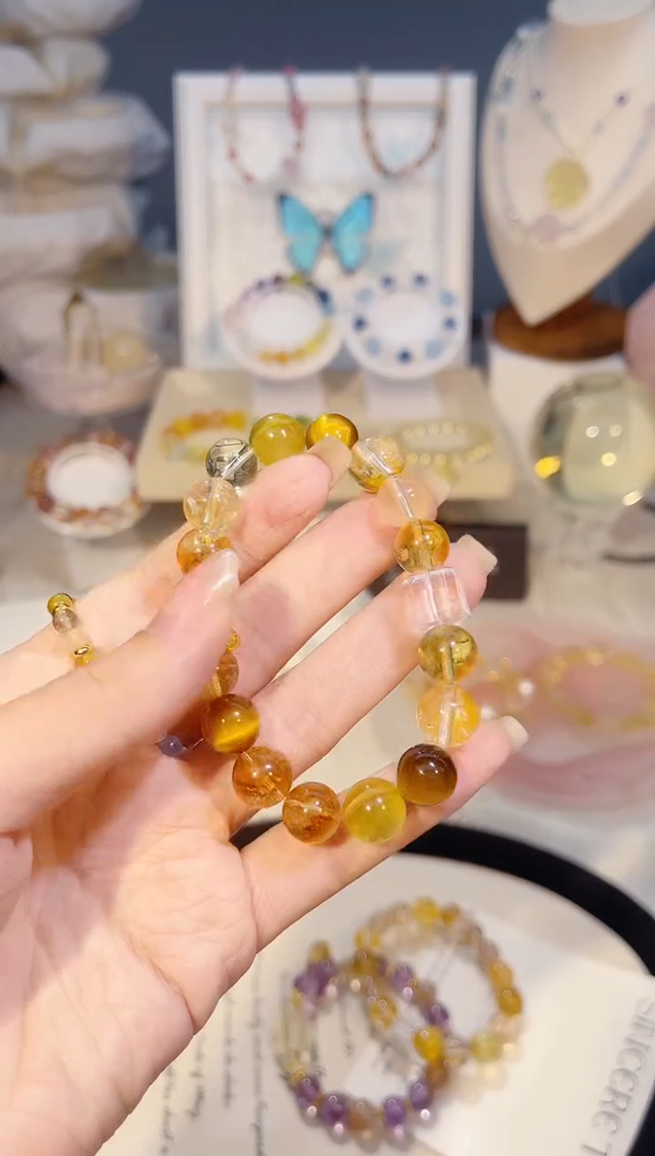 未镶嵌手串水晶白水晶方糖金虎眼