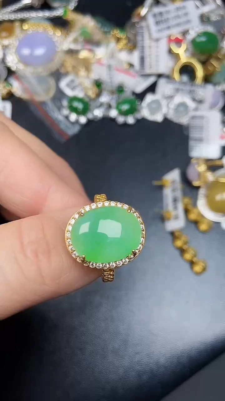 银S925镶嵌戒指翡翠3060