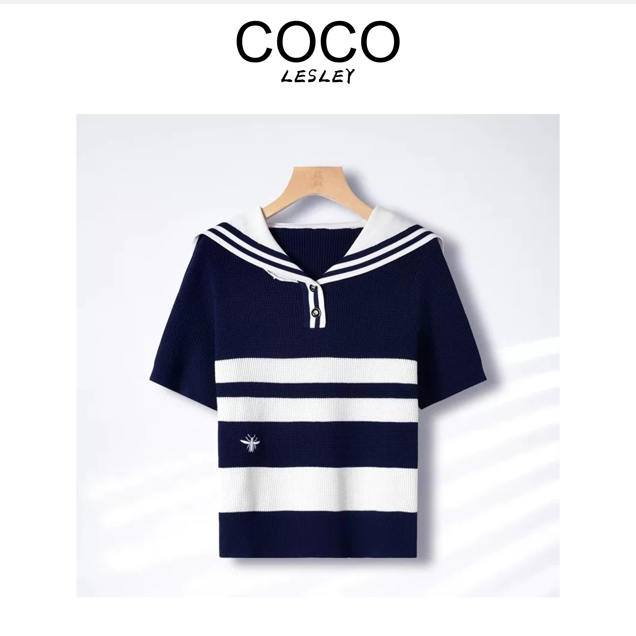 【COCO LESLEY】5290休闲百搭短袖条纹T恤女夏季薄款透气洋气上衣