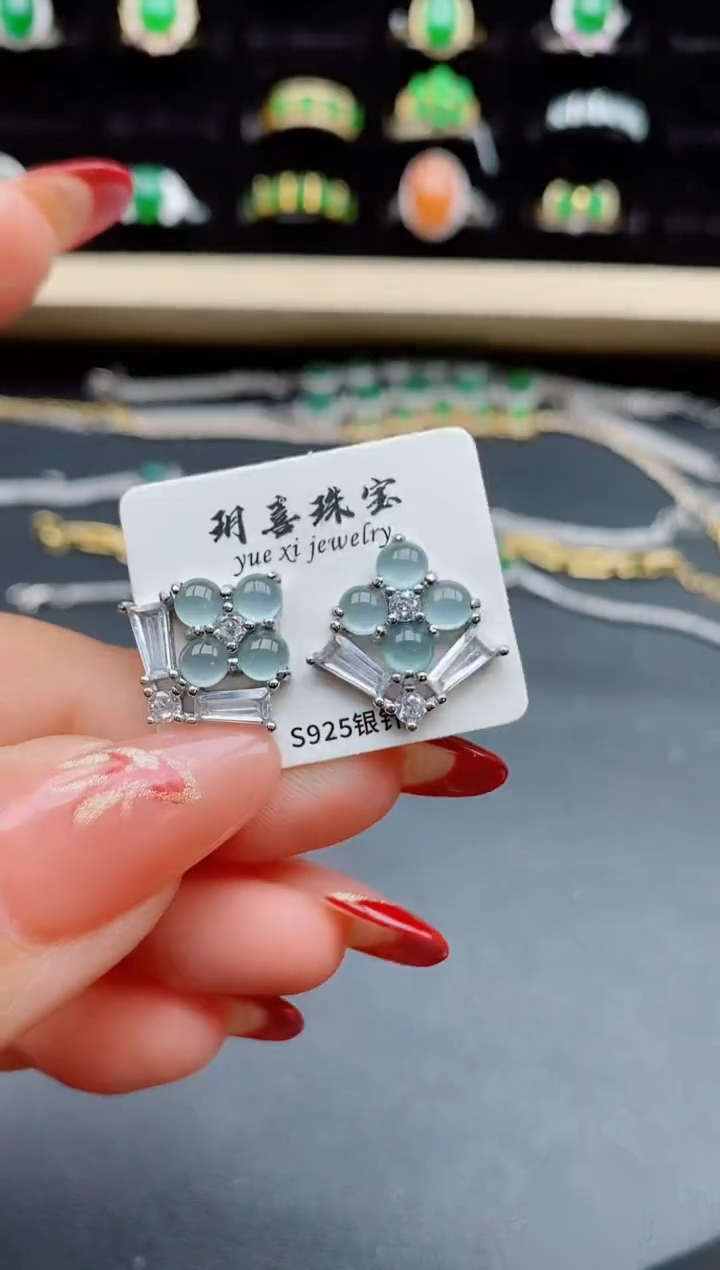 【闪购商品】翡翠耳饰银S925镶嵌321321