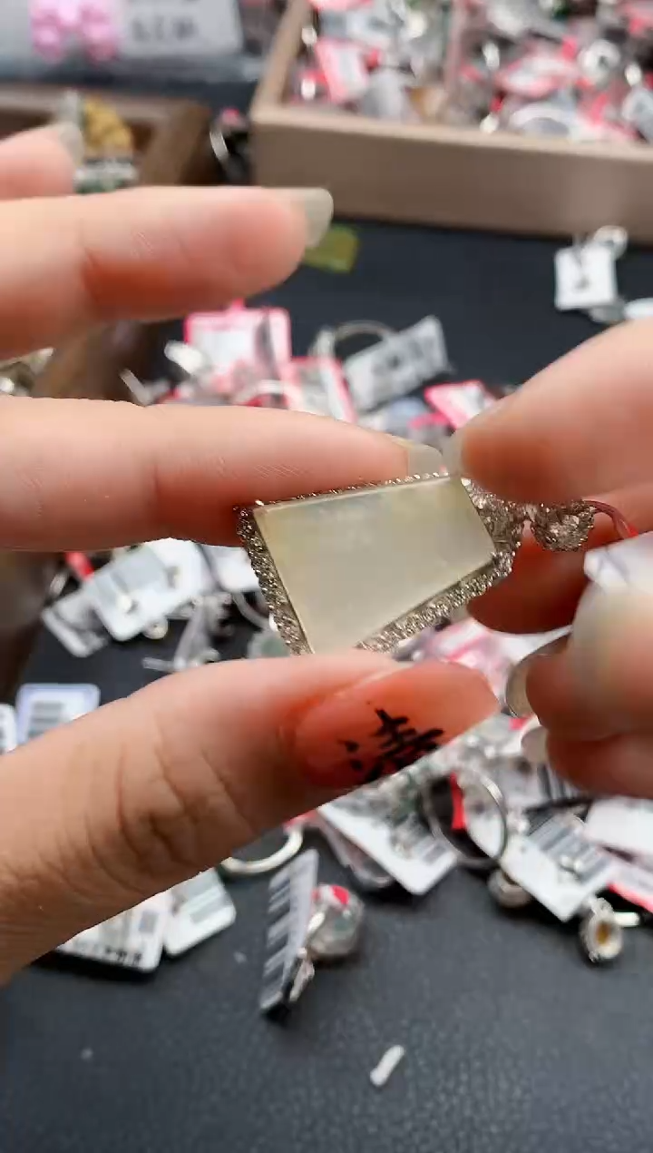 银S925镶嵌戒指翡翠天然A货缅甸翡翠