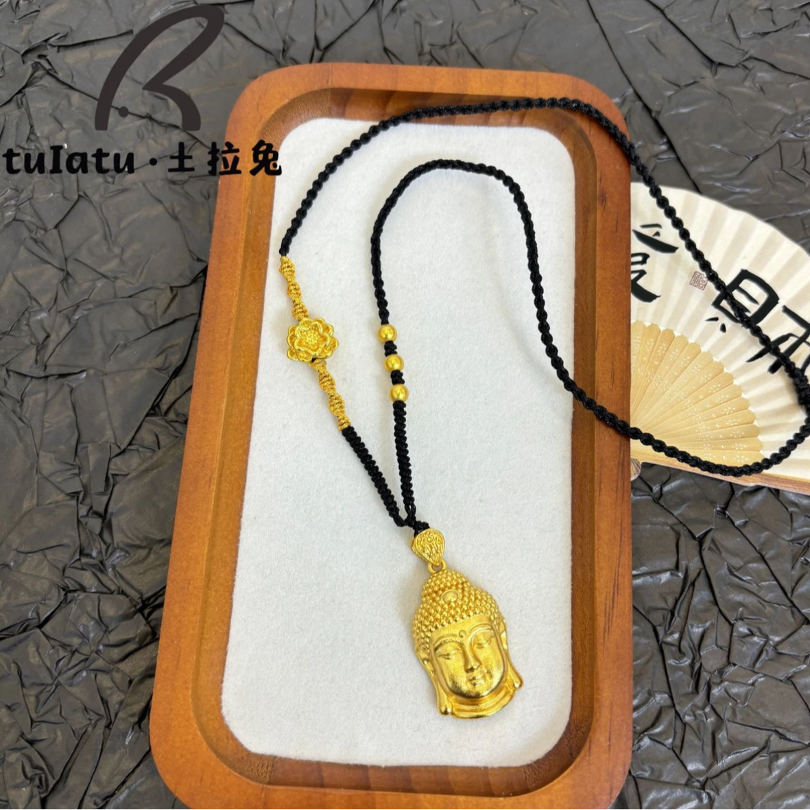 铜合金项链 国潮莲花佛头项链饰品手工编绳时尚百搭吊坠