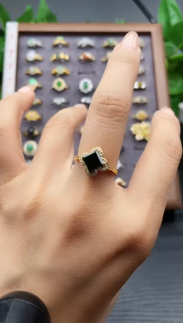 银S925镶嵌戒指翡翠12