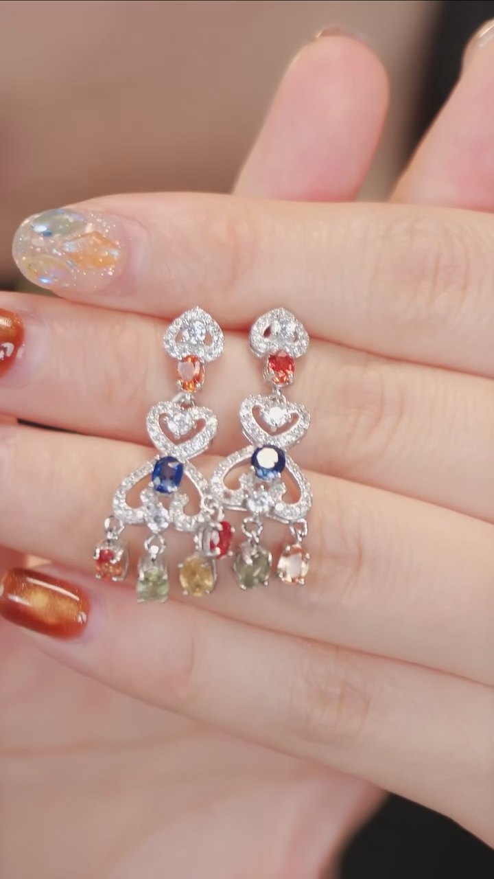 耳饰蓝宝石银S925镶嵌2【】