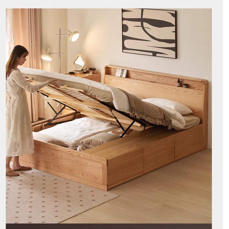 实木箱体床橡木抽屉实用卧室床