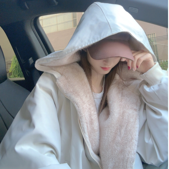 【喜欢就买】连帽重磅双面穿ins保暖女短款韩版环保百搭毛毛外套
