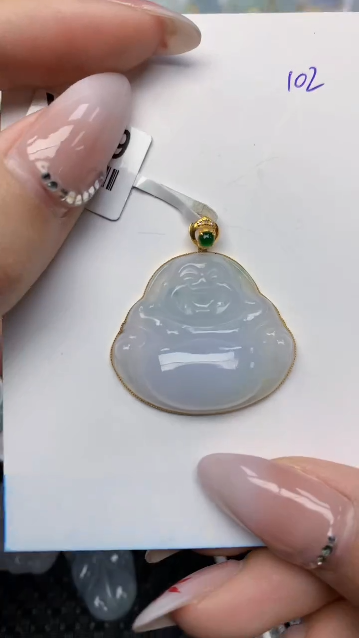【闪购商品】翡翠颈饰18K金镶嵌 天然翡翠A货，