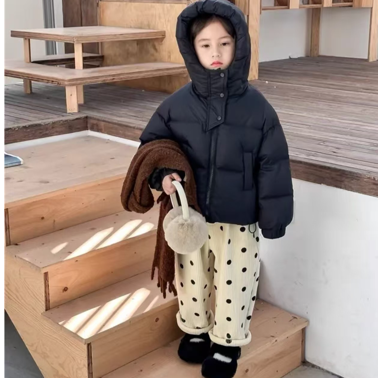 韩版新款冬儿童羽丝绒面包服洋气加厚防寒服男女宝宝短款连帽外套