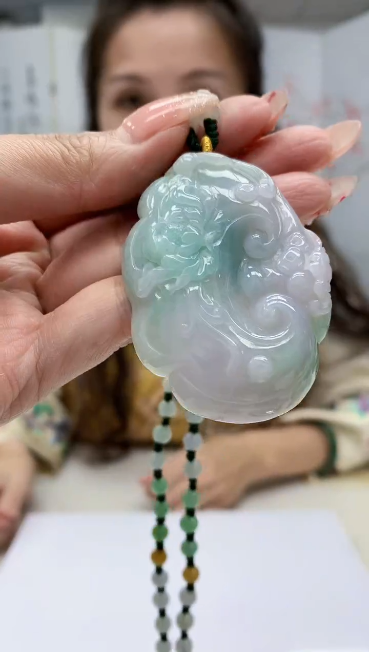 【闪购商品】定制翡翠未镶嵌4989mm-毛货挂件如意150