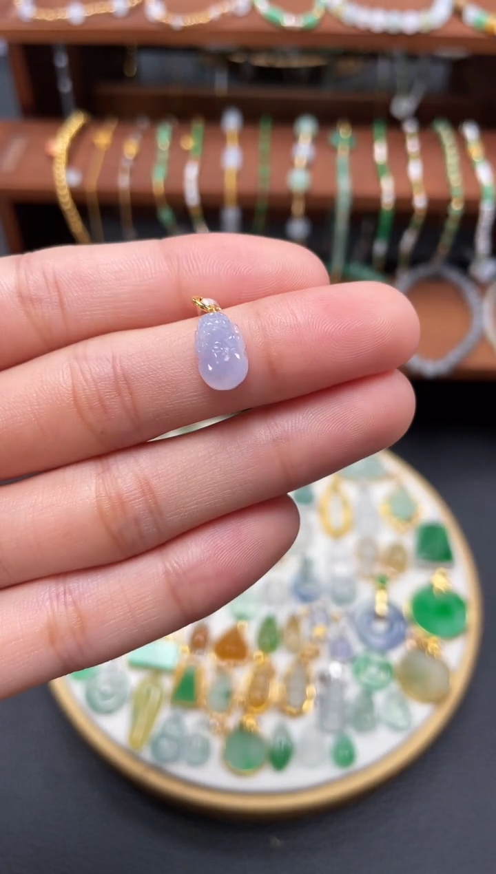 【闪购商品】翡翠吊坠(不含链)18K金镶嵌一个  JK343