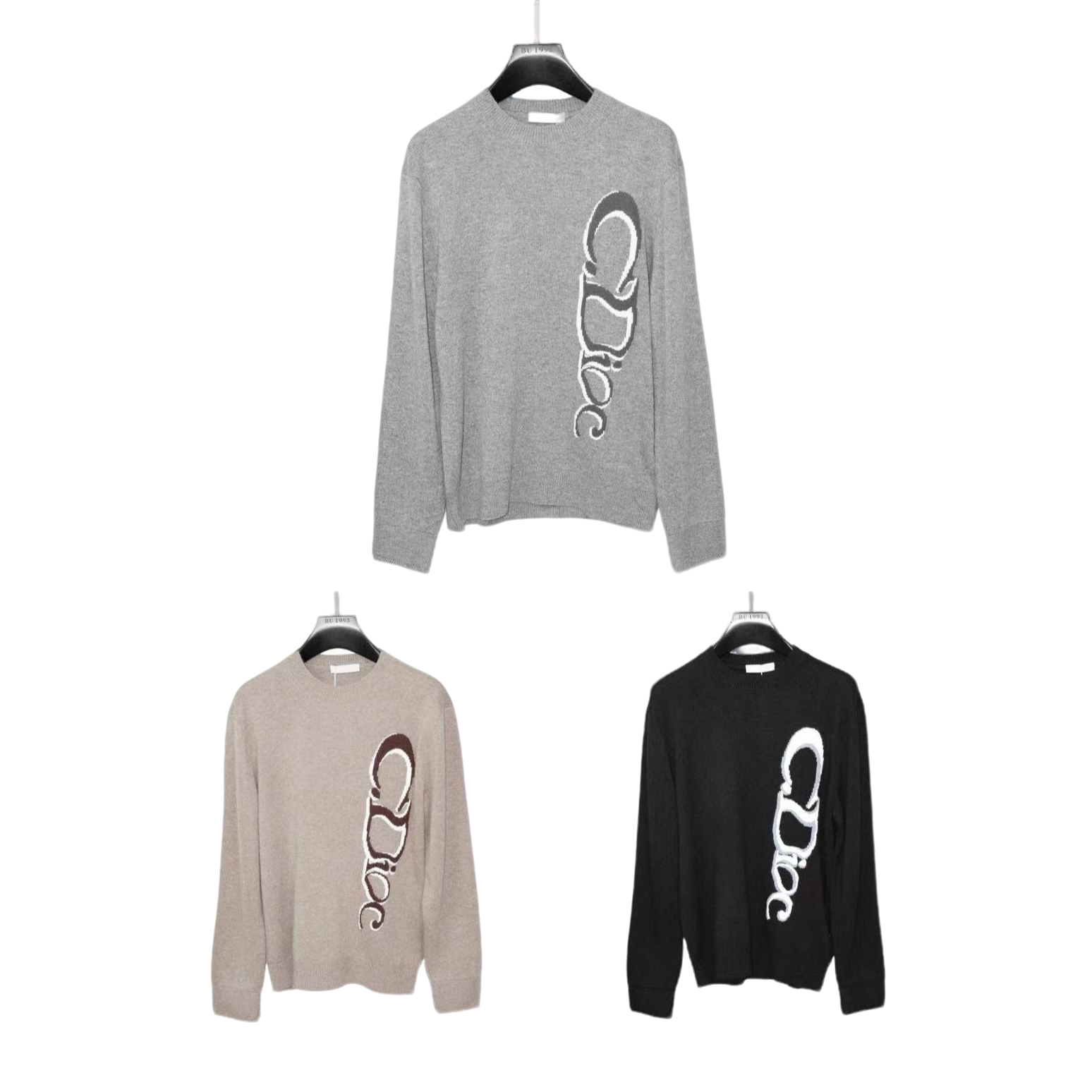 C.Dioc圆领套头字母印花时尚羊毛衫