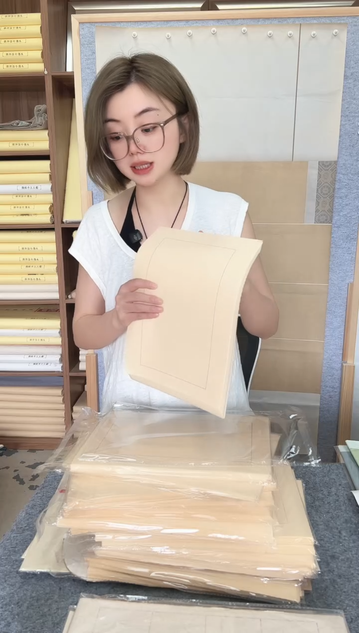 闪~纯手工檀皮半熟100张仿古十七帖