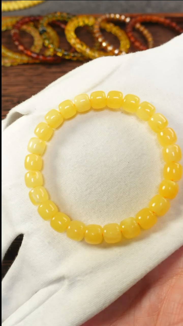 【闪购商品】蜜蜡手链未镶嵌2520/8.5mm浓黄蜜蜡手串