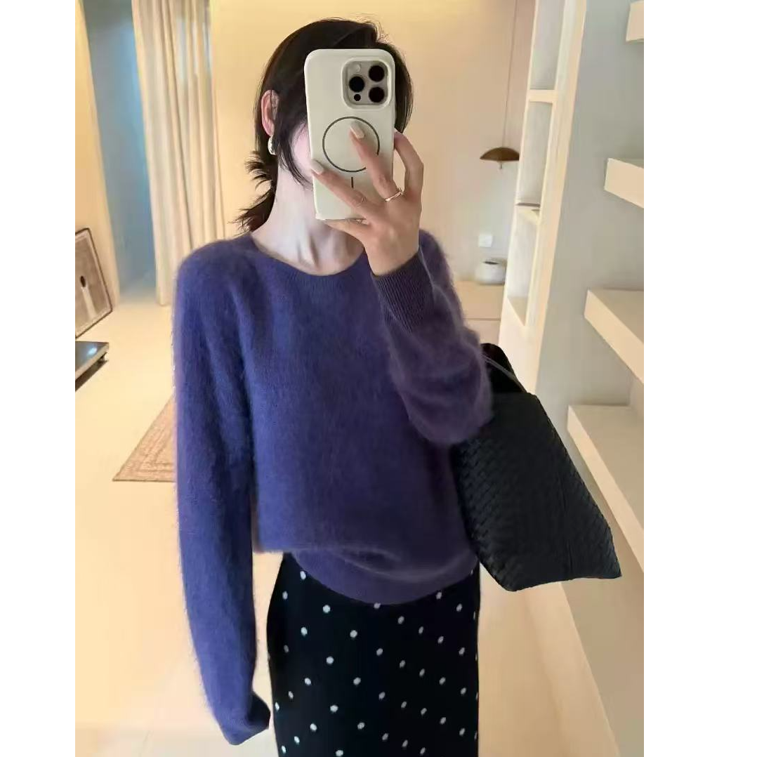 【神秘的紫色】法式套头宽松慵懒风长袖显瘦百搭针织衫女毛衣