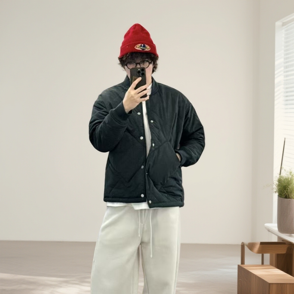 小渔双面穿棉服夹克外套加厚男款休闲保暖冬季