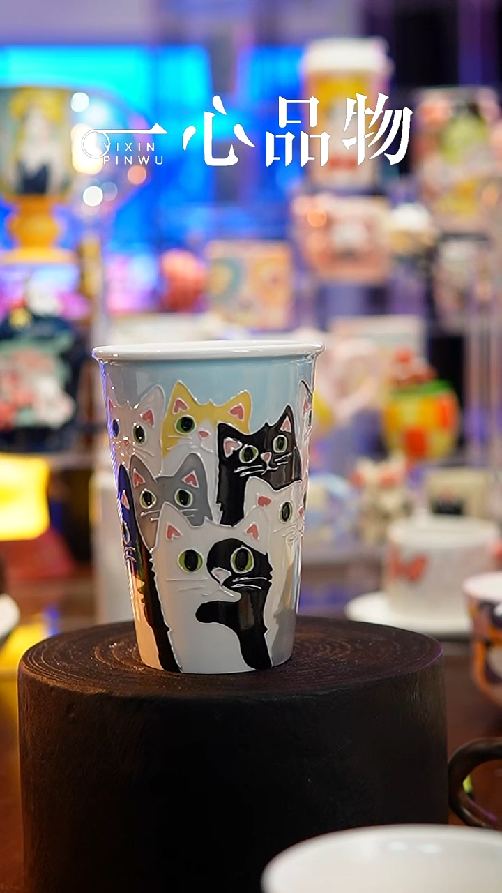 杯子瓷102-23景德镇手工手绘杯子摆件