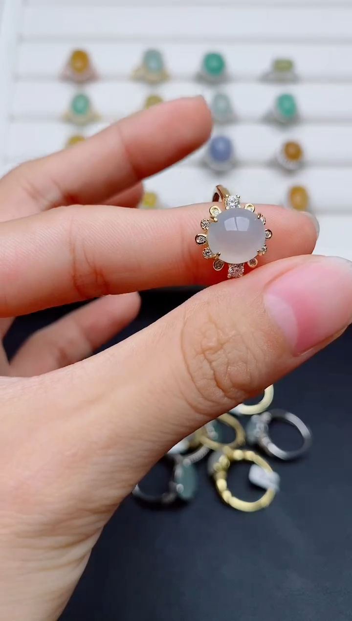 银S925镶嵌戒指翡翠1