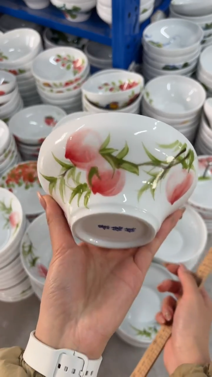 瓷片景德镇高温陶瓷食品级手绘釉中彩-葫芦碗