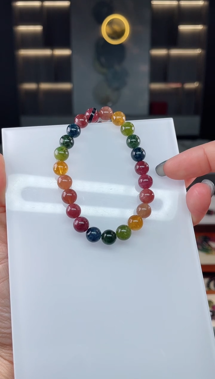 单圈手串8mm+未镶嵌碧玺（多样性发一条）T