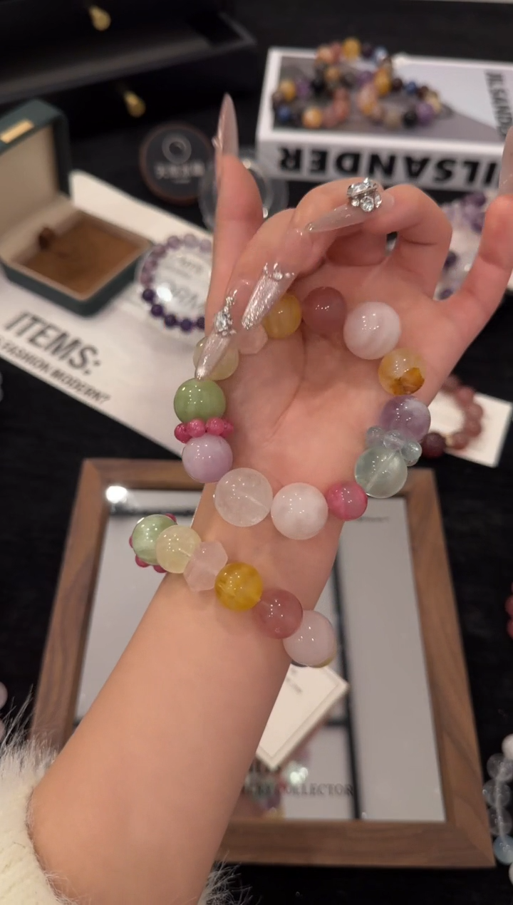 未镶嵌手链水晶彩虹多巴胺x3646