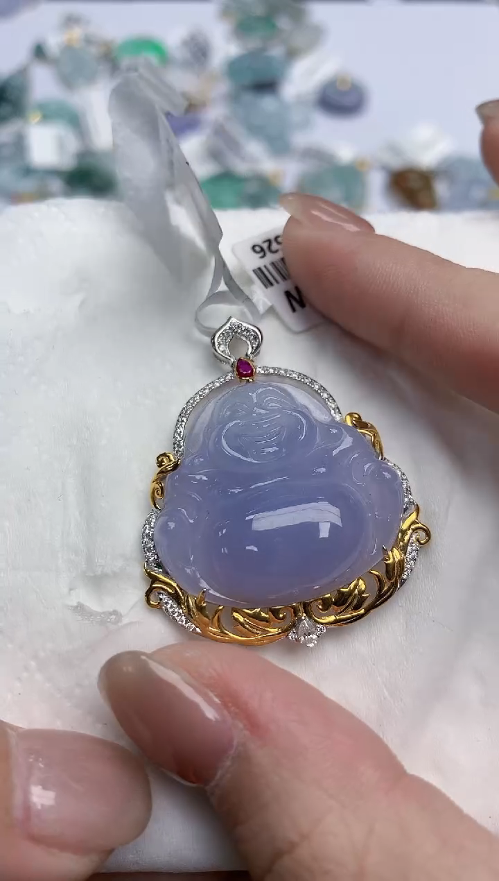 【闪购商品】翡翠颈饰18K金镶嵌天然缅甸翡翠A货