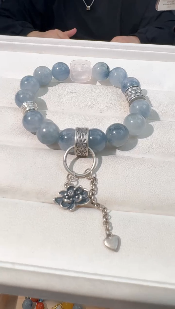 【闪购商品】水晶手链银S925镶嵌蓝兔毛设计款