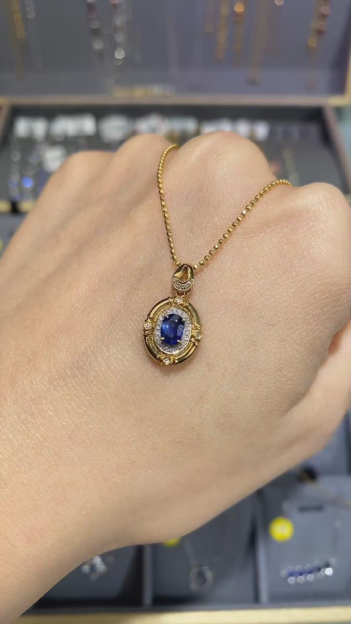 【闪购商品】蓝宝石吊坠(不含链)18K金镶嵌吊坠
