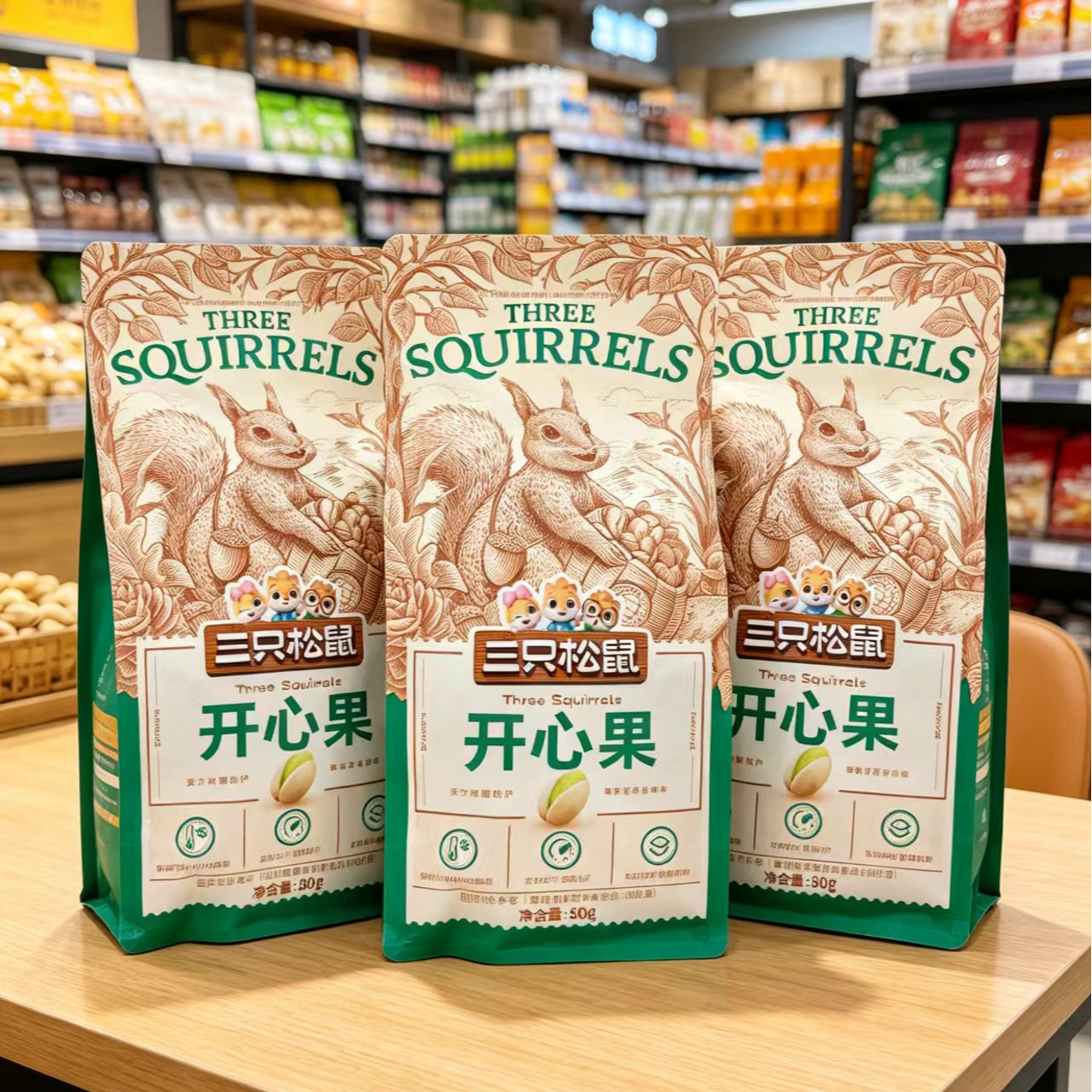 三只松鼠开心果80g*3袋日期7月到9月