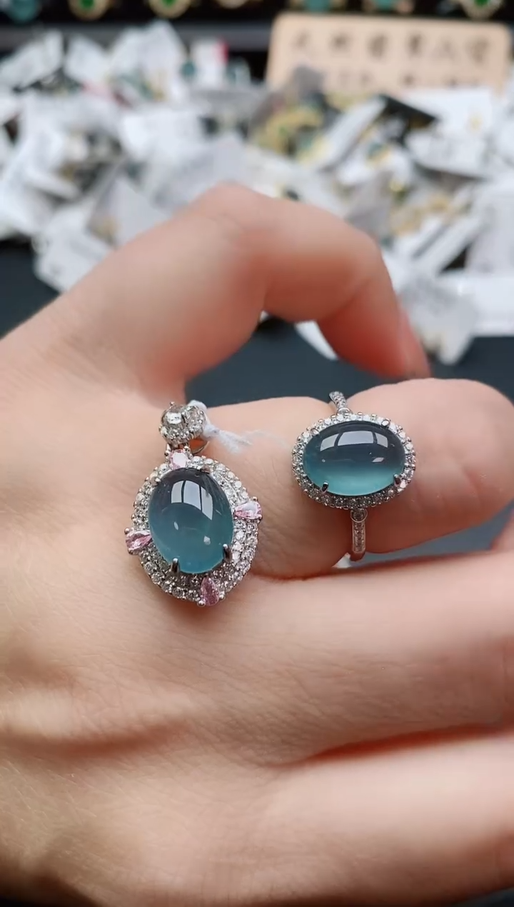 银S925镶嵌戒指翡翠1