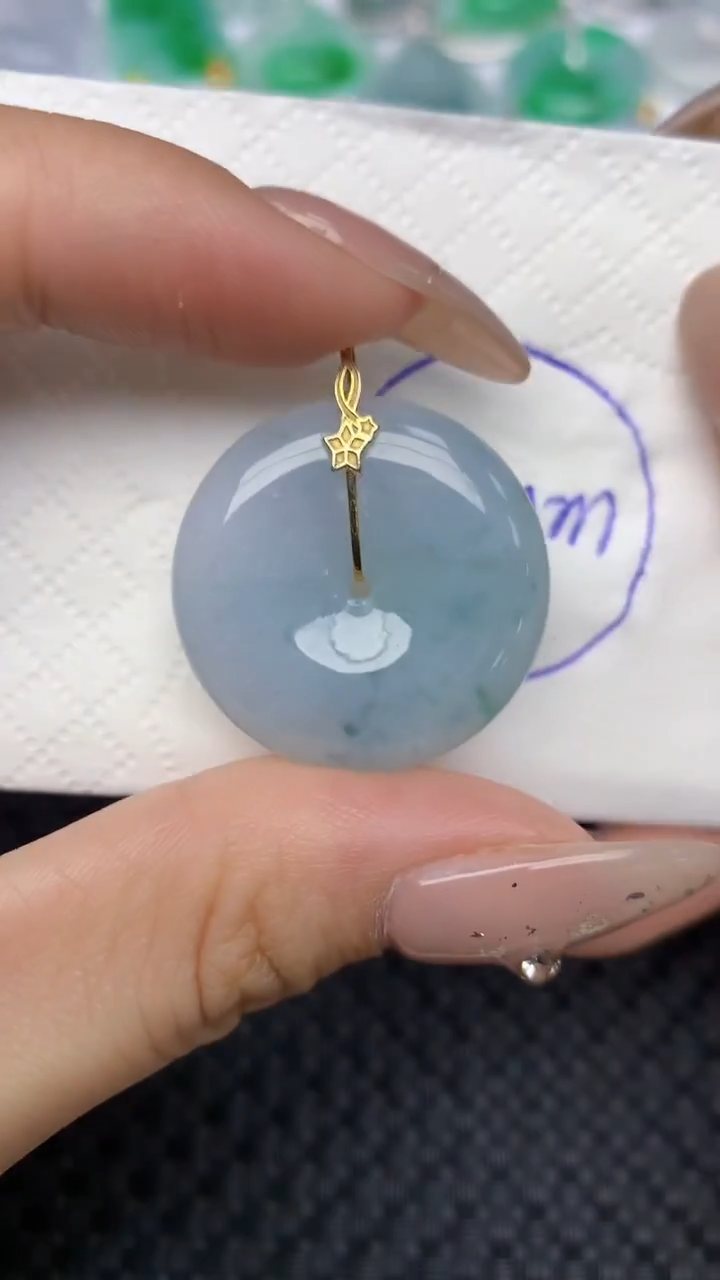 颈饰18K金镶嵌翡翠天然缅甸翡翠a货百元以上9元证书费自理