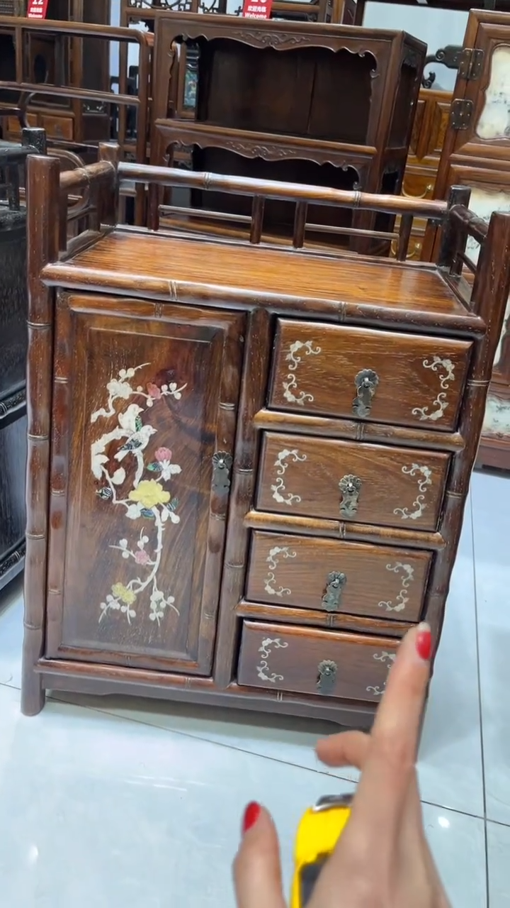 【闪购商品】贡木喜鹊登梅竹节茶水柜