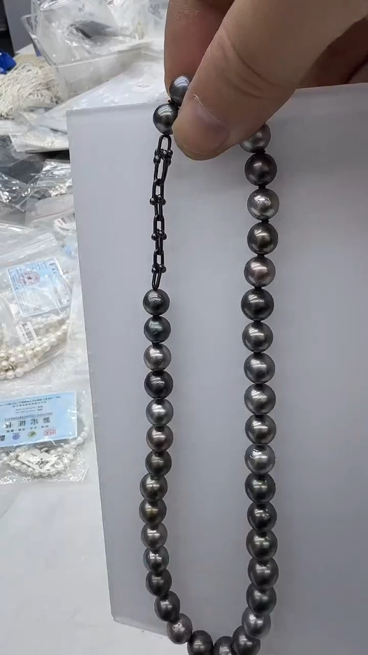 银S925镶嵌项链海水珍珠M**玄8.5-11mm 大溪地-孤品