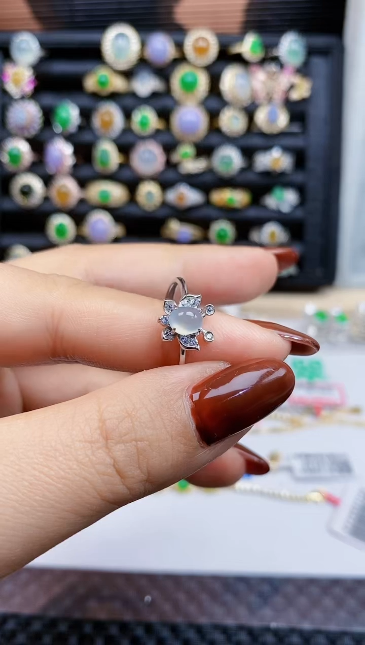 银S925镶嵌戒指翡翠362