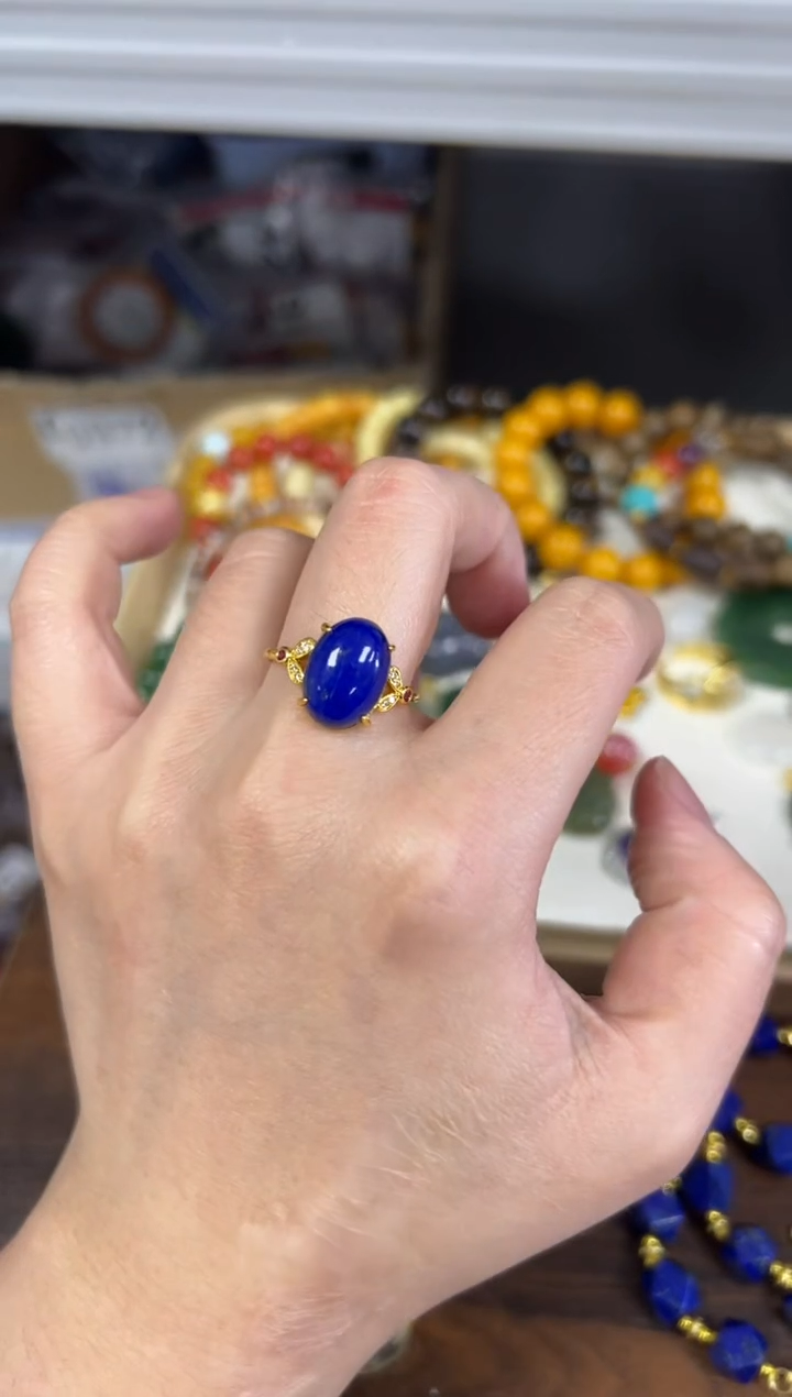 未镶嵌青金石手链孤品青金石蛋面镶嵌戒指[79]