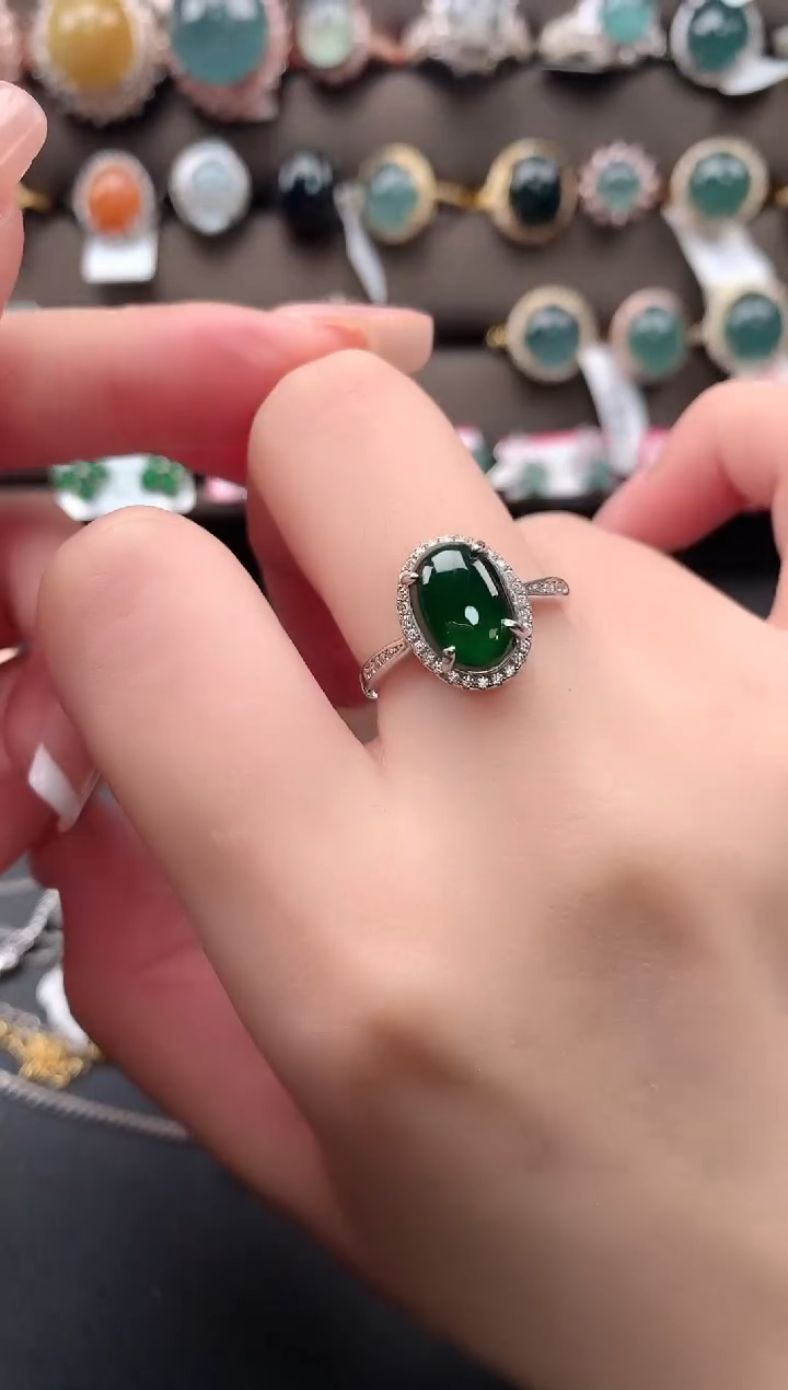 【闪购商品】翡翠戒指银S925镶嵌51241