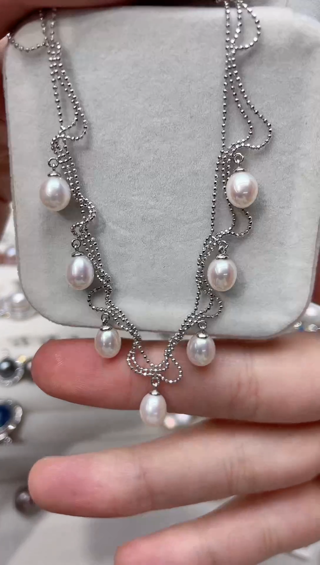 【闪购商品】淡水珍珠套链银S925镶嵌项链