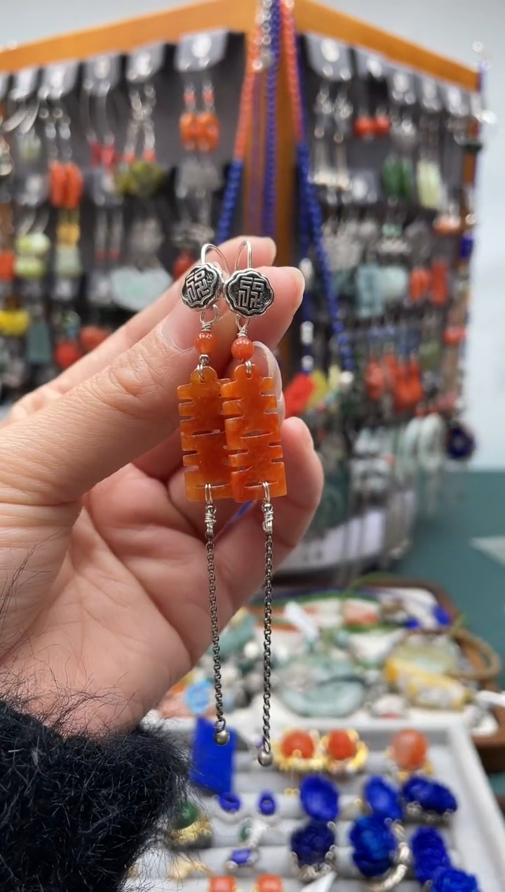 【闪购商品】翡翠耳饰银S925镶嵌饰品