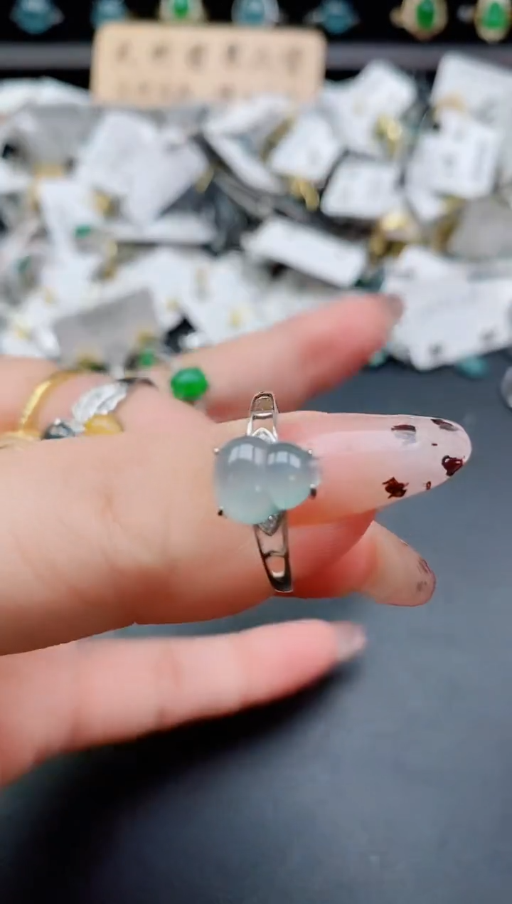 银S925镶嵌戒指翡翠1