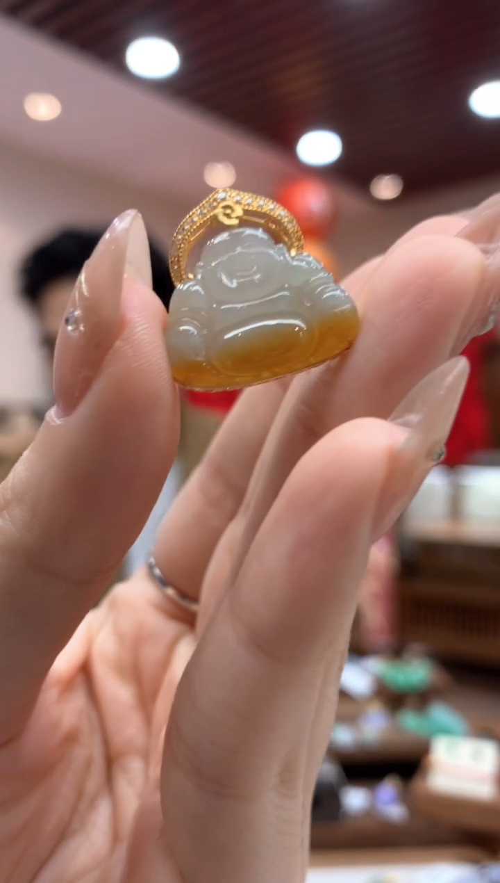 【闪购商品】翡翠吊坠(不含链)18K金镶嵌佛公