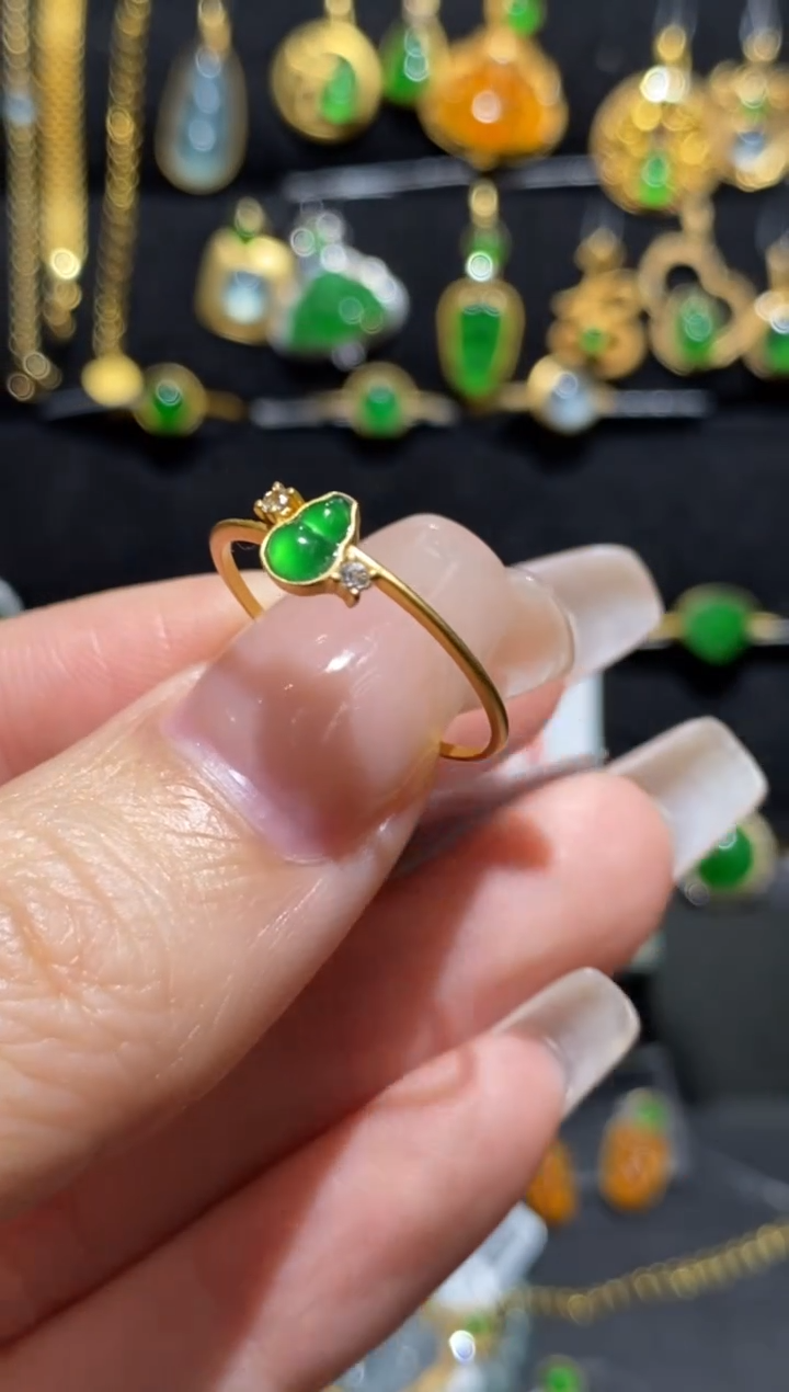 【闪购商品】翡翠戒指18K金镶嵌戒指